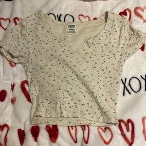 VS PINK floral cropped top